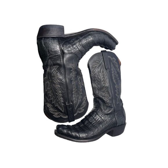 LUCCHESE BOOT COMPANY MENS SIZE 9-D CAiMAN BLACK GORGEOUS! - Picture 11 of 15